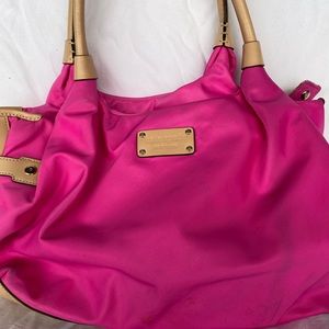 Kate Spade nylon top handle bag with leather trim. Used condition.